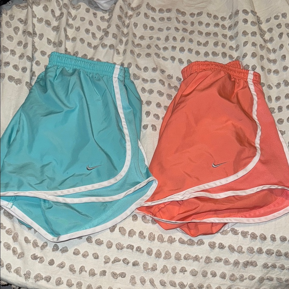 Nike Blue and Pink/Peach Athletic Shorts